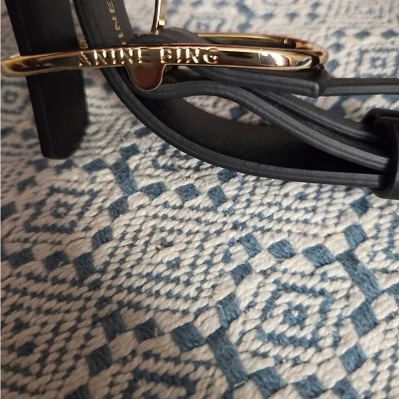 Anine Bing Black Belt with Gold Logo ANINE BING BELT MONOGRAM BLACK main image 4